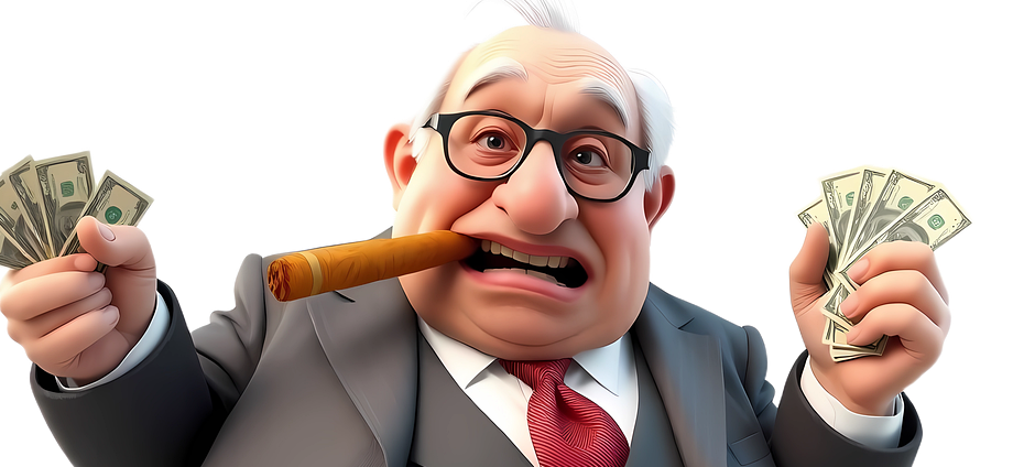 man, banker, rich, cartoon, fat, profession, fun, boss, ai generated, cutout