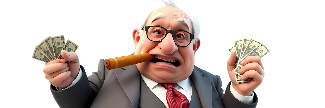 man, banker, rich, cartoon, fat, profession, fun, boss, ai generated, cutout